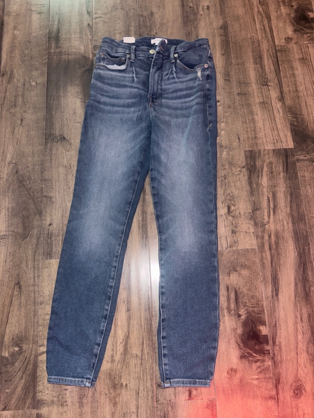 Good American Good Waist Cropped Jeans Sz 4/27 NWT High Rise Distressed - Picture 2 of 13